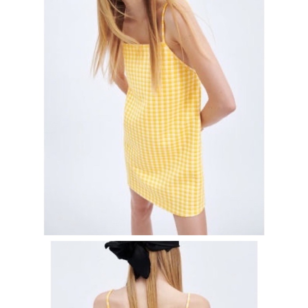 Zara Yellow and White Spaghetti Strap Mini Sundress
